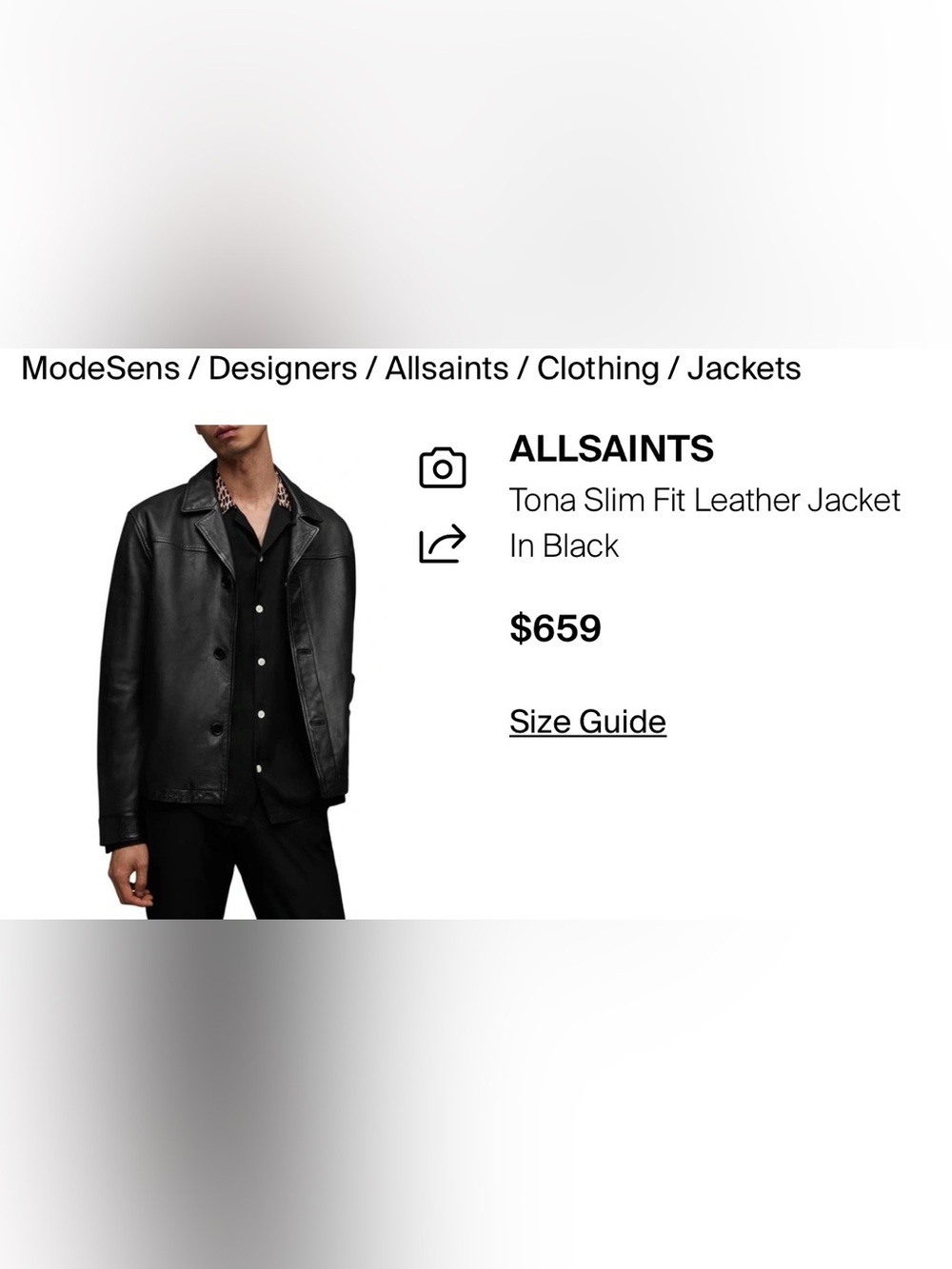 NEW $659 AllSaints Tona Men’s Sz M Black Slim Fit Supple Lambskin Leather Jacket - Picture 7 of 11